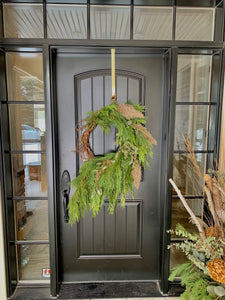 Custom Grapevine Wreath with Fresh Greens