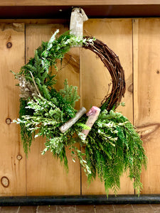 Custom Grapevine Wreath with Fresh Greens
